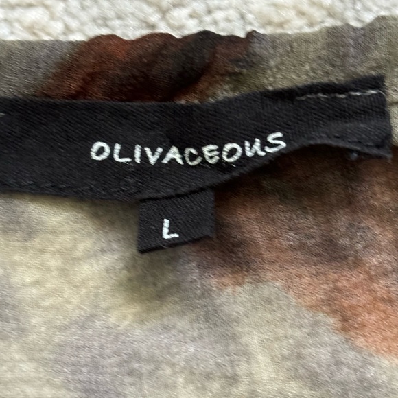 Olivaceous Olive Green/Brown Sheer Crop Top Size L - Picture 8 of 12